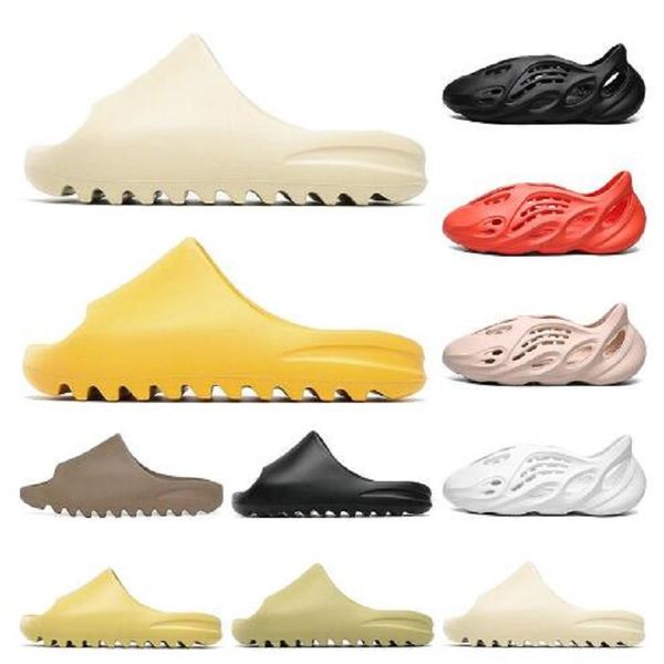 

with box 2021 slides graffiti bone resin desert sand shoe rubber slippers summer fashion earth brown flat slide men women beach sandals