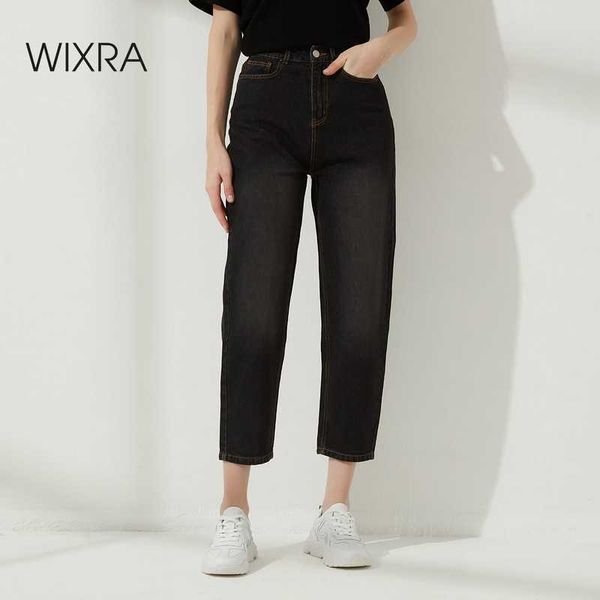 

wixra stylish denim pants female high waist jeans with fur bf casual button trousers womens streetwear autumn winter 210616, Blue