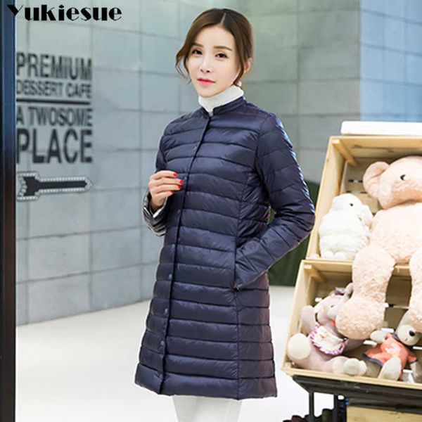 

ultralight winter jacket female parka coat feminina long down plus size hooded duck women 210608, Black