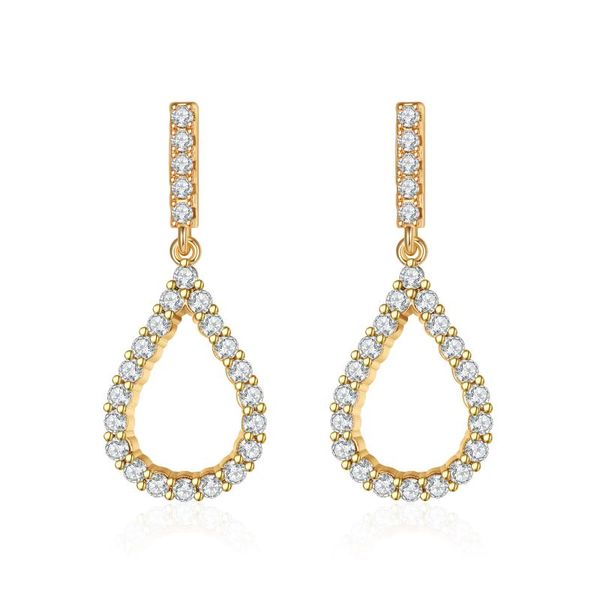 

dangle & chandelier autumn teardrop-shaped inlaid stone female earrings, hollowed out, simple and atmospheric meek advanced style, Silver