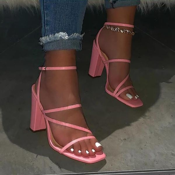 

dress shoes pink summer sandals comfortable and versatile open-toe high-heeled sandal casual outdoor solid color plus size, Black