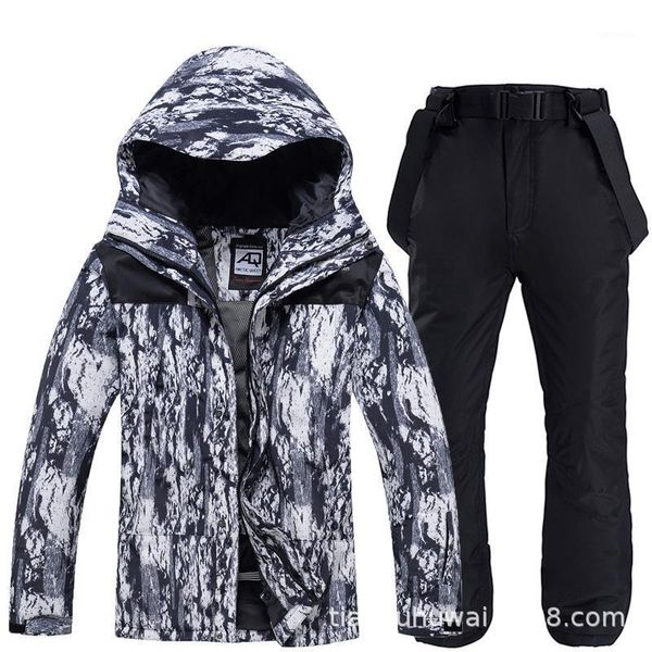 Jackets de esqui no terno de esqui homens homens à prova de vento Snowboard quente jaqueta de inverno feminino e calça esportes de neve respirável à prova d'água