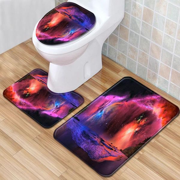 

bath mats beach pattern toilet three-piece set floor mat bathroom rug decor