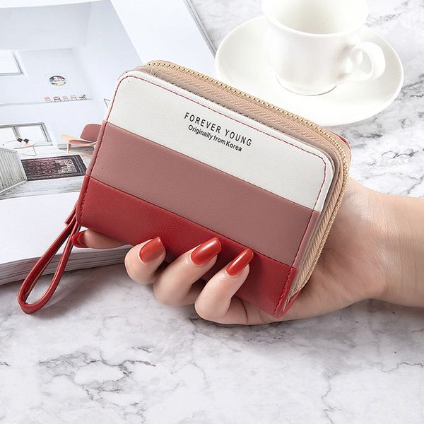 

women wallets designer purses fashion holders korean style small fresh splicing zipper coin purse multi-card slot large-capacity 6 colors wh, Red;black