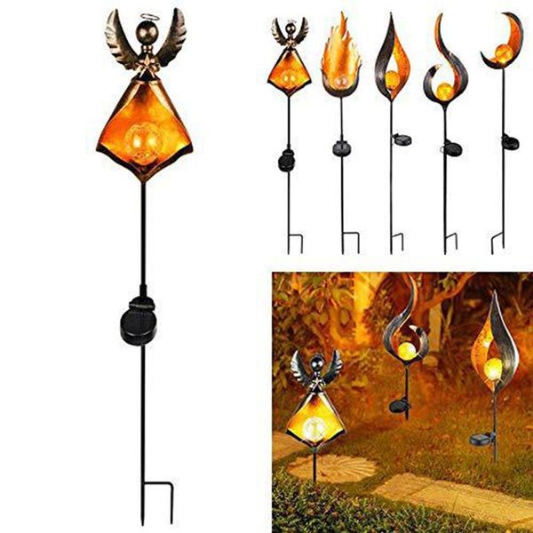 

solar lamps led flame light retro iron garden effect lamp waterproof outdoor lights landscape decorative