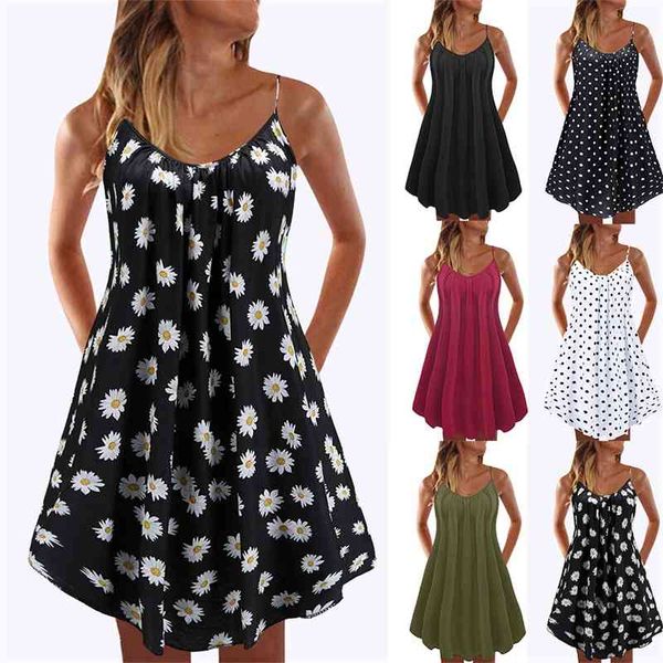 

yk9325#2021 women's printed beach sling dress, Black;gray