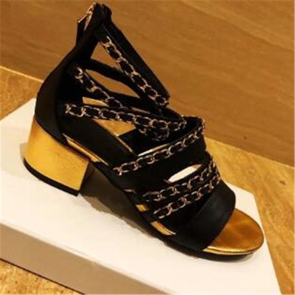 

sandals chain women shoes zapatos mujer summer outdoor fashion rome shoe, Black