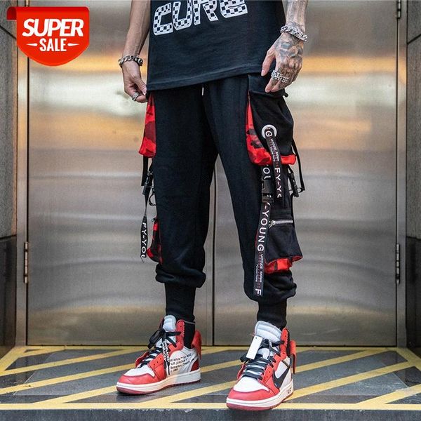 

men's street camouflage streamer hip-hop trousers casual #so8t, Black