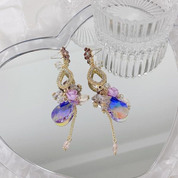 

dangle & chandelier korean crystal pearl earrings tassel water drop for women 2021 fashion jewelry earings, Silver