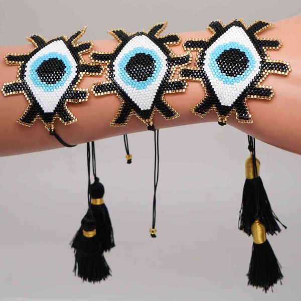 Go2boho Bracciale turco Evil Eye per donna Braccialetti Miyuki Gioielli con nappe Gioielli fatti a mano con perline Moda Regalo per amici messicani