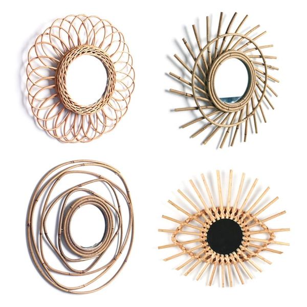 

rattan dressing mirror innovative art decoration wall makeup mirrors po props