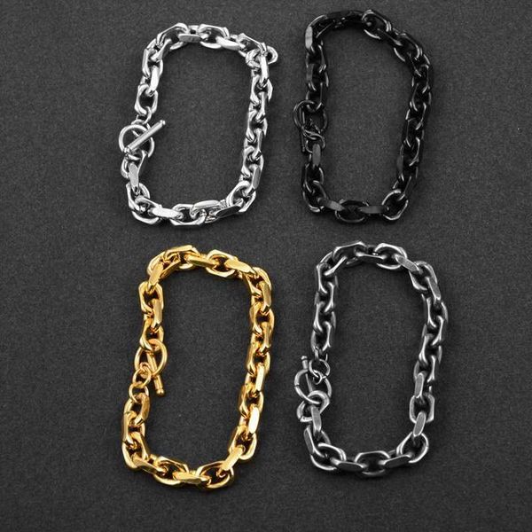 

hip hop trendy rock club bar trendy brand personalized fashion accessories steel round chain, Black