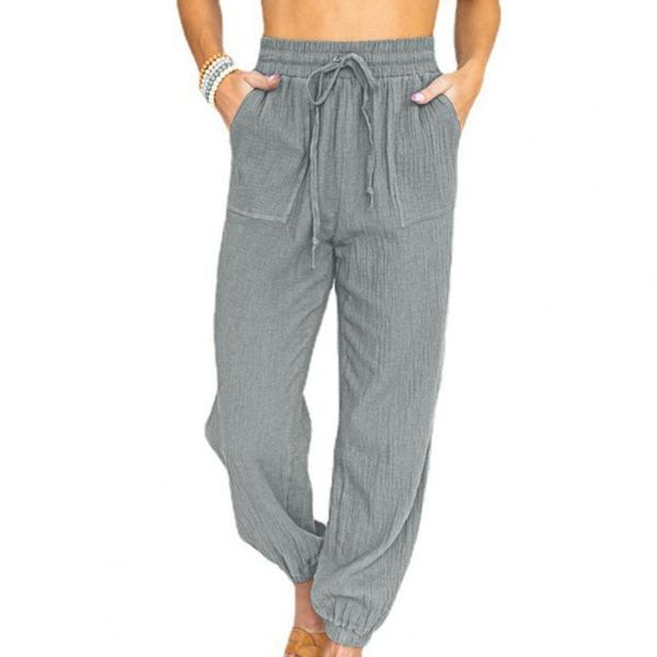 

women's pants & capris women trousers loose long solid color pockets thin casual ladies comfortable high waist sports, Black;white