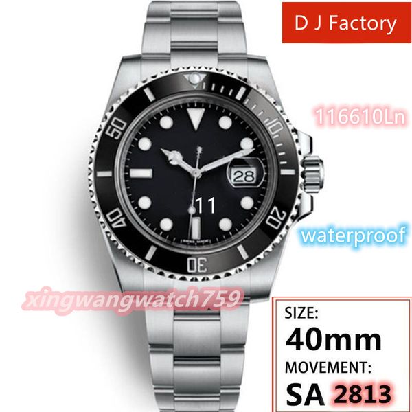 

dj factory mens watches ceramic bezel 116610 men stainless steel strap automatic mechanical watch 2813 movement wristwatch sapphire, Slivery;brown