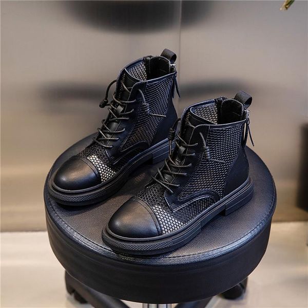 

boots summer 2021 breathable cool women wear fashionable casual wild leather women's shoes round head, Black