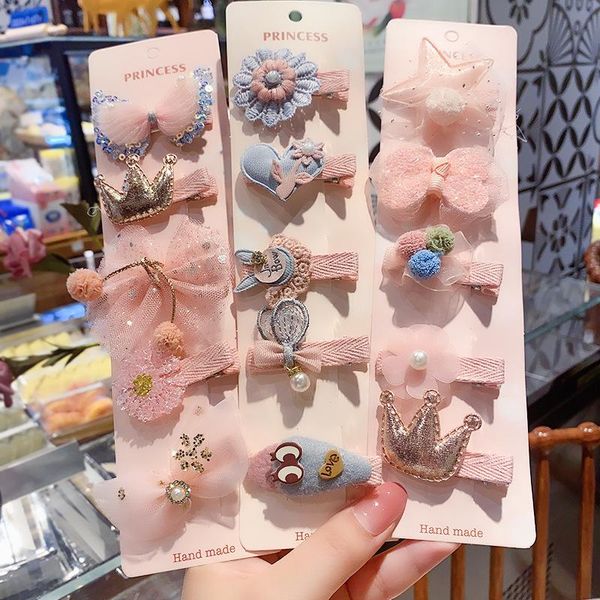 

hair accessories 5pcs/set children kids lovely star clip cute animal clips for baby girls barrettes hairpins, Slivery;white