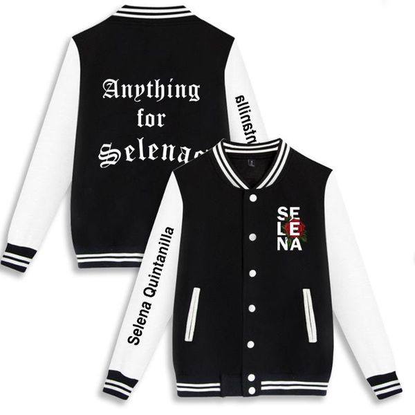 

men's hoodies & sweatshirts selena quintanilla spring o-neck pattern printed baseball shirt comfortable streetwear harajuku style coupl, Black