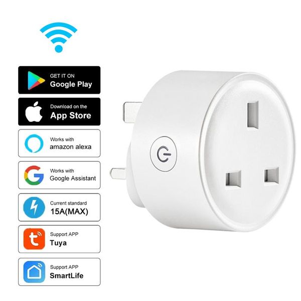 

smart power plugs uk wifi plug 15a socket with timer smartlife app voice control works for google home alexa tuya