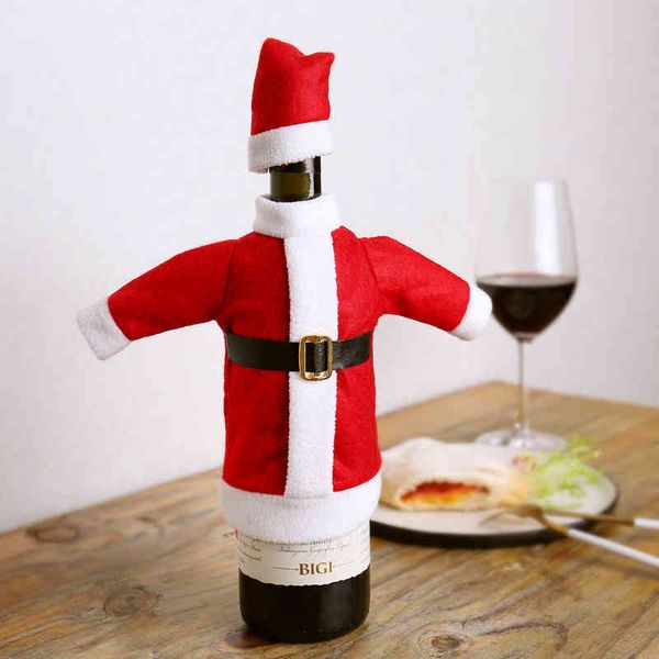 

christmas new decorations red wine bottle cover crafts cap for the elderly