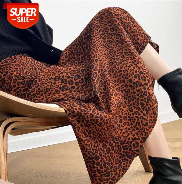 

zhi zhenxi light cooked leopard print skirt women high waist net red a-line fishtail 588 #9s3i, Black;gray