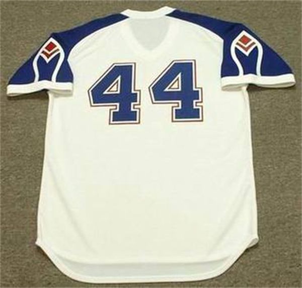 

custom 44 hank aaron atlanta 1970's throwback baseball jersey, Black