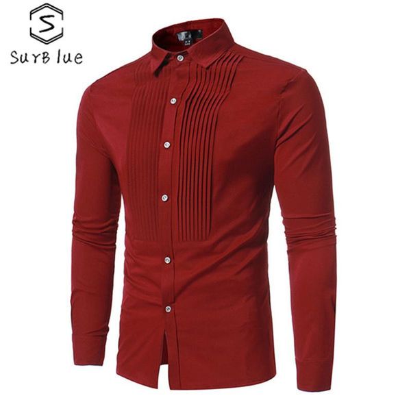 

men's casual shirts solid color base shirt foreign trade front pleat design long-sleeved european code 2021, White;black