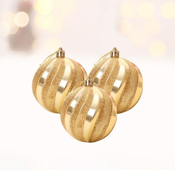 

party decoration 6pcs christmas tree hanging ornaments glitter ball pendant holiday home (golden)