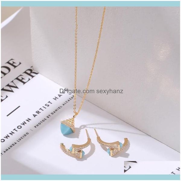 

sets jewelryromatic womens fashion 2 pcs necklace & earrings set caolorful stone simple design gold earring jewelry drop delivery 2021 a0jos, Silver