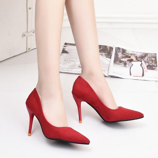 

dress shoes corporis 2021 pumps woman pointed toe ladies prom wedding thin high heels shallow flock women, Black