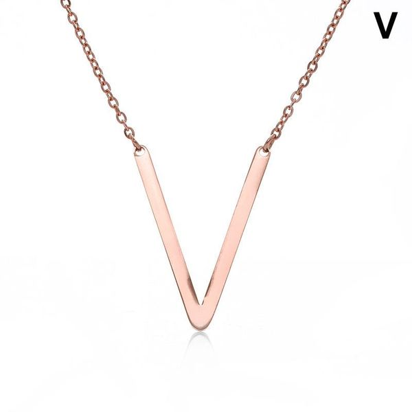 

women 26 letters pendant necklace rose gold stainless steel hsj88 necklaces, Silver