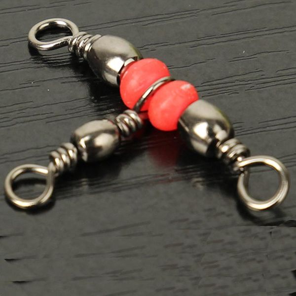 

10pcs/lot fishing snap swivel 3 way barrel ring fishhook lure line connector with beads accessory x337 hooks