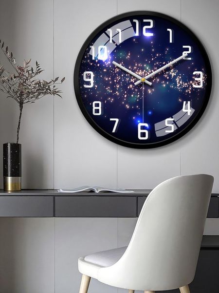 

wall clocks starry sky luminous clock kitchen kids bedroom watch wandklok home decoration accessories 50wc