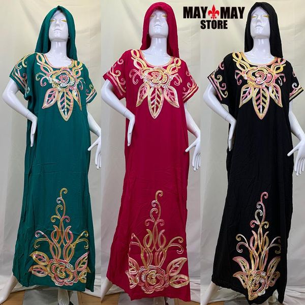 

ethnic clothing middle east arab short sleeve cotton fabric women's abaya african dubai muslim fashion long dresses with big scarf for, Red