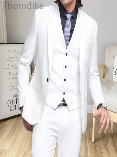 

men's suits & blazers thorndike fashion white groom groomsmen weddingsuit shaw lapel design 3 peces coat pants clothing, White;black