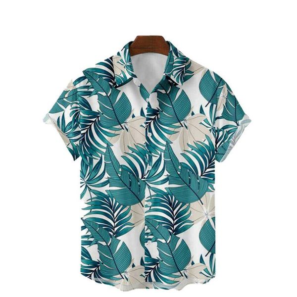 

men's casual shirts men short sleeve shirt summer 2021 loose beach holiday turn-down collar printed green, White;black