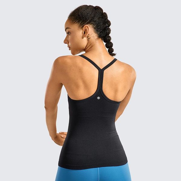 

gym clothing athletic ribbed built in bra yoga tank lightweight seamless slim fit racerback workout sports camisole for women, White;black