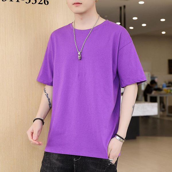 

men's t-shirts summer solid short sleeve men round neck loose patchwork blouse t-shirt tee comfortable, White;black
