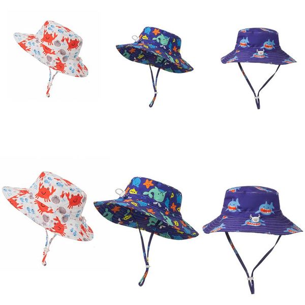 

adjustable retro animals print drawstring fisherman hat baby seaside soft summer sun caps children's & hats, Yellow