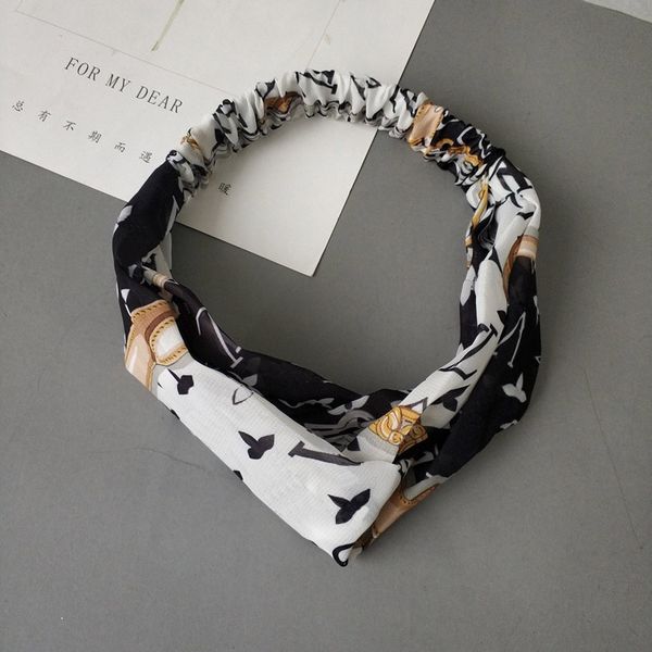 

silk hairbands luxury designer jewelry headbands women 4 colors hairband full pattern elastic band hair bands wear beach outdoor accessory, Silver