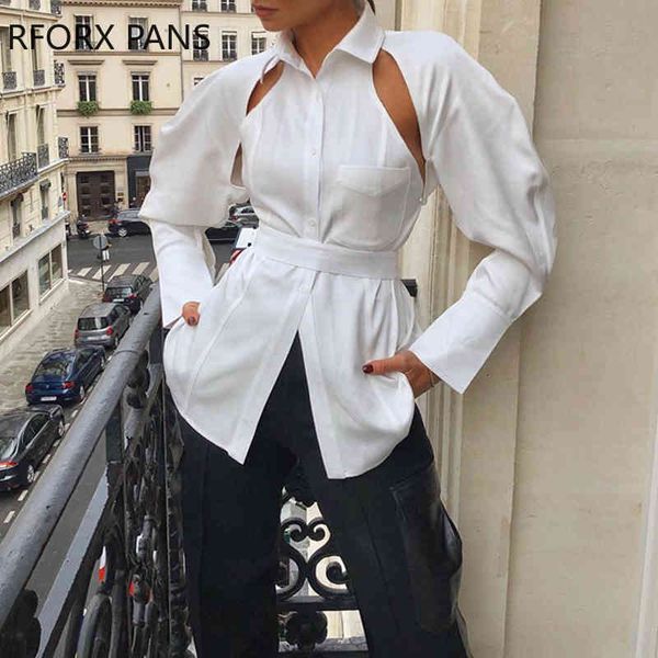 

Women's Blouses & Shirts Tie Back Cutouts Pocketed Shirt Womens Tops and ST07, White