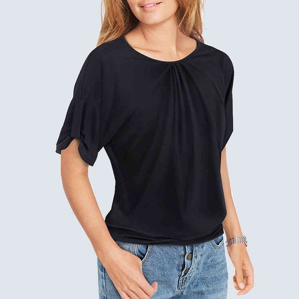

knits summer women short sleeve elegant crochet lace hollow solid basic soft t-shirt ht039, White