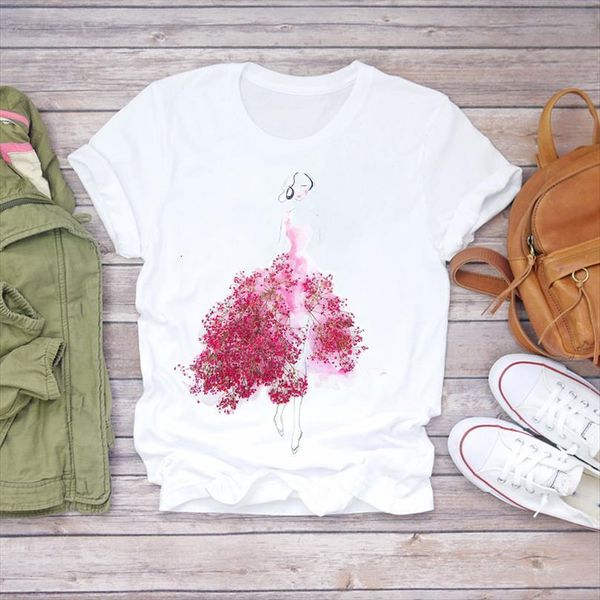

mens cartoon printing harajuku floral men ladies flower lady print graphic female tee, White;black