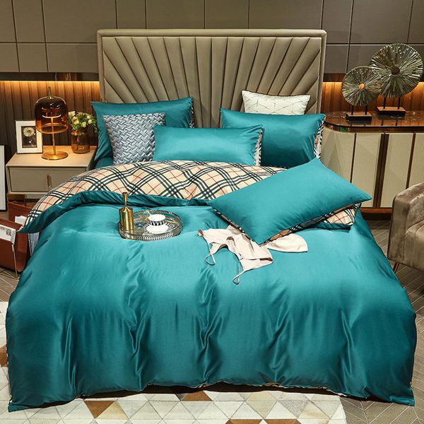 

north european washing sheet quilt cover bedding summer simple milk ice silk 4-piece set