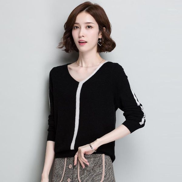 

women's sweaters women's wool pullover women autumn winter ladies 2022 knitted sweater jacket kobieta swetry zjt1302, White;black