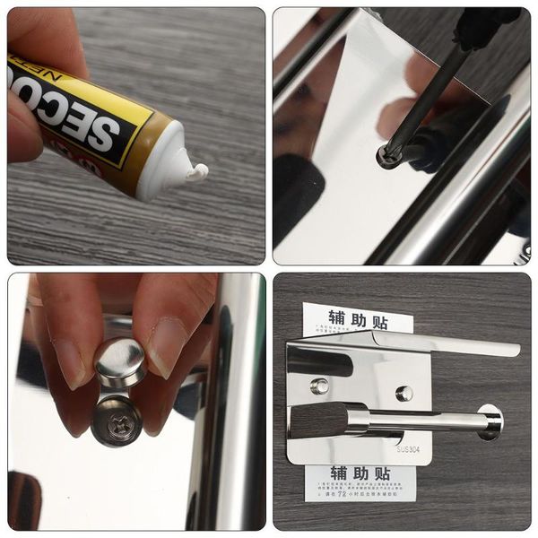 

bath accessory set bathroom wall mounted convenient paper with shelf toilet roll holder silver stainless steel