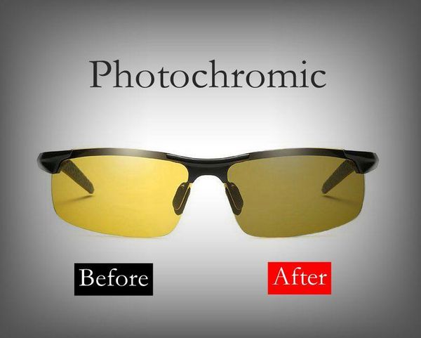 

sunglasses polarized pochromic semi-rimless driver rider night vision goggle chameleon change color glasses men women 8177, White;black