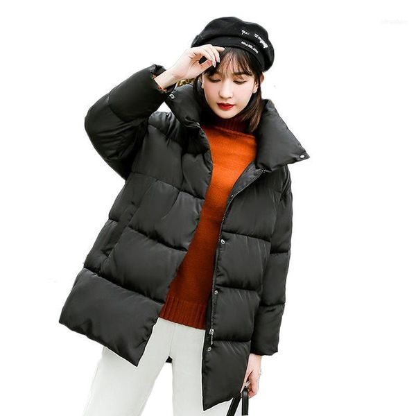 

women's down & parkas 2021 winter woman long section loose cotton clothing fashion korean version student bread service coats1, Black