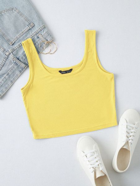 

rib-knit crop tank z4m6#, White