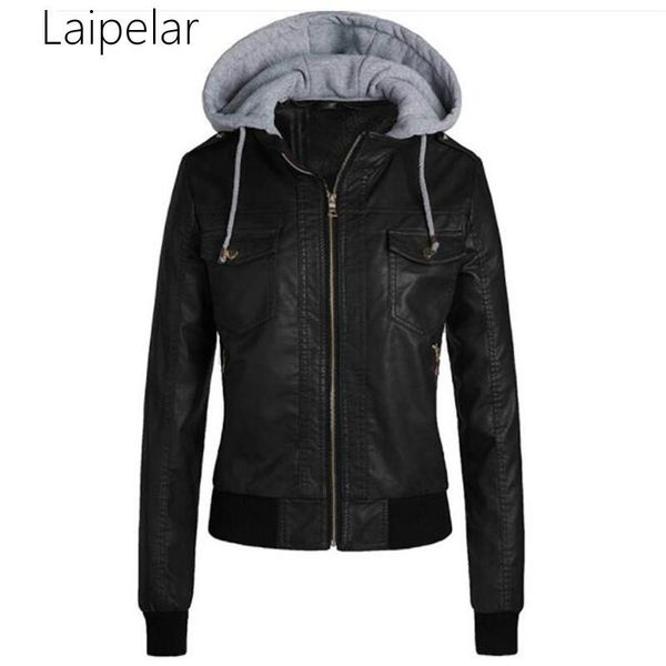 

women's jackets laipelar 2021 autumn women jacket hooded zipper faux leather pu female coat pocket ladies fleece, Black;brown