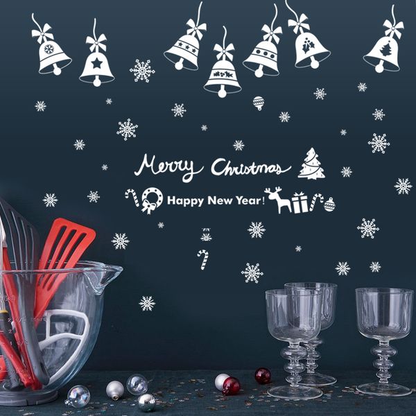 Merry Christmas Bells DIY Vinil Duvar Çıkartmaları Cam Pencere Ev Dekor Sanat Çıkartmaları Yaratıcı 3D Duvar Kağıdı Dekorasyon 210420